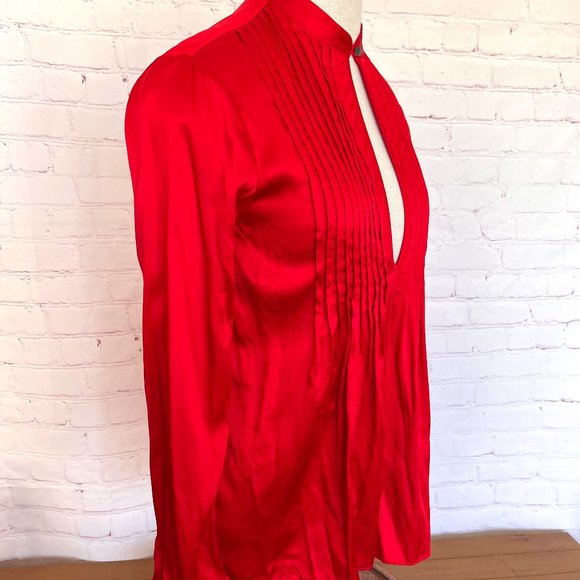 Theory - Red Silk Long Sleeve Blouse -Size Small - Picture 3 of 8